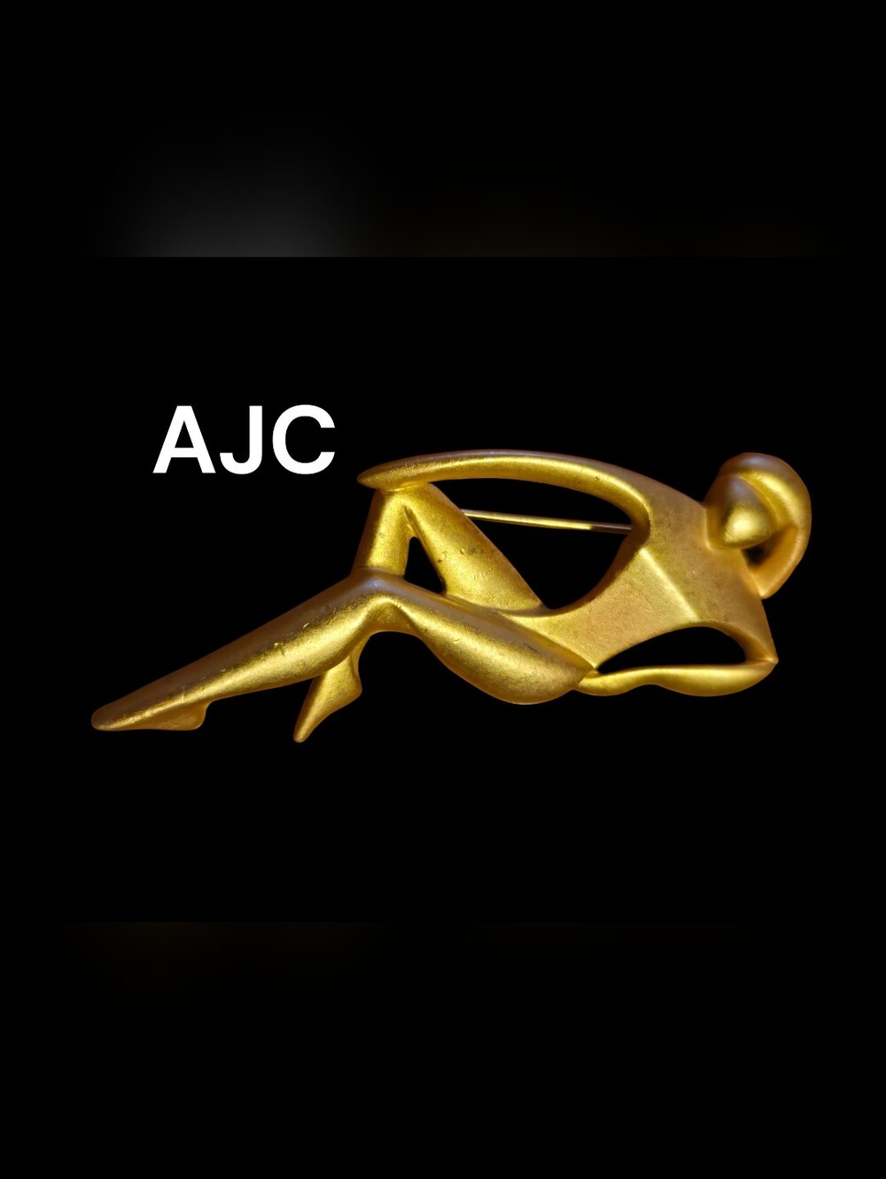 Vintage AJC "Lady in Bathtub" Reclining Woman Brooch